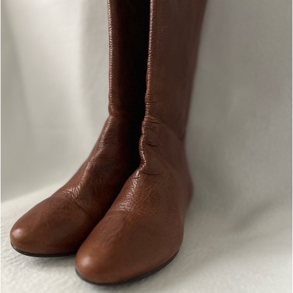 Steven by Steve Madden Size 6 Brown Glossy Leather Wedged Heeled Boots. - Picture 2 of 16